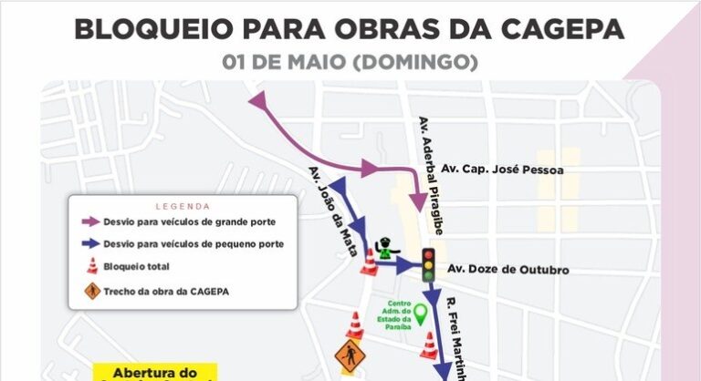 Serviço da Cagepa fecha trânsito em trecho de Jaguaribe, em João Pessoa