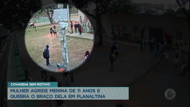 Mulher quebra braço de criança em frente a uma escola, em Planaltina
