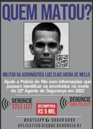 Recompensa por informações sobre envolvidos em morte de militar da Aeronáutica é de R$ 5 mil