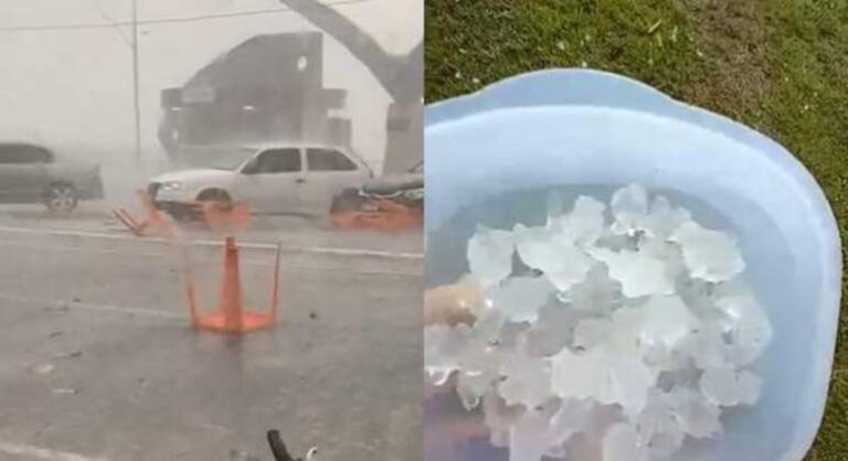 VÍDEO | Ventania e granizo: cidades do ES são atingidas por temporal