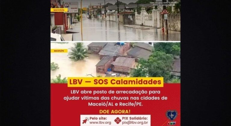 Comunidade da luta se une à LBV para ajudar famílias afetadas pelas chuvas em Alagoas e Pernambuco