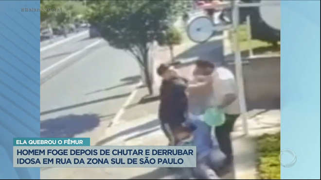 Imagens mostram homem chutando idosa na Zona Sul de São Paulo