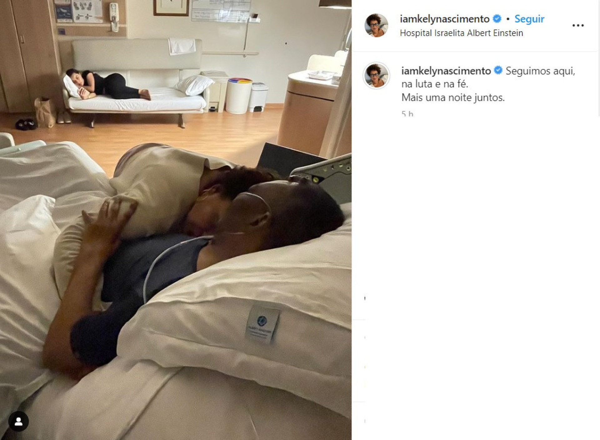 Filha de Pelé mostra-se com o pai no hospital. "Seguimos aqui, na luta"