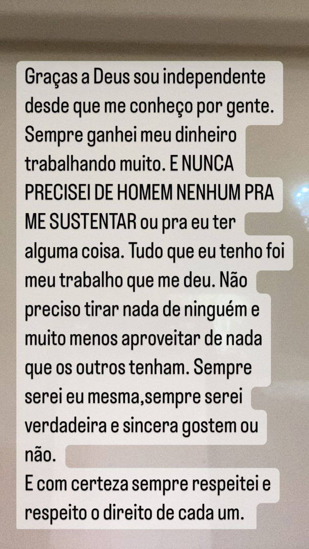 Gretchen: "Nunca precisei de homem nenhum para me sustentar"