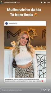 Katia Aveiro tece elogios à sobrinha, filha de Elma