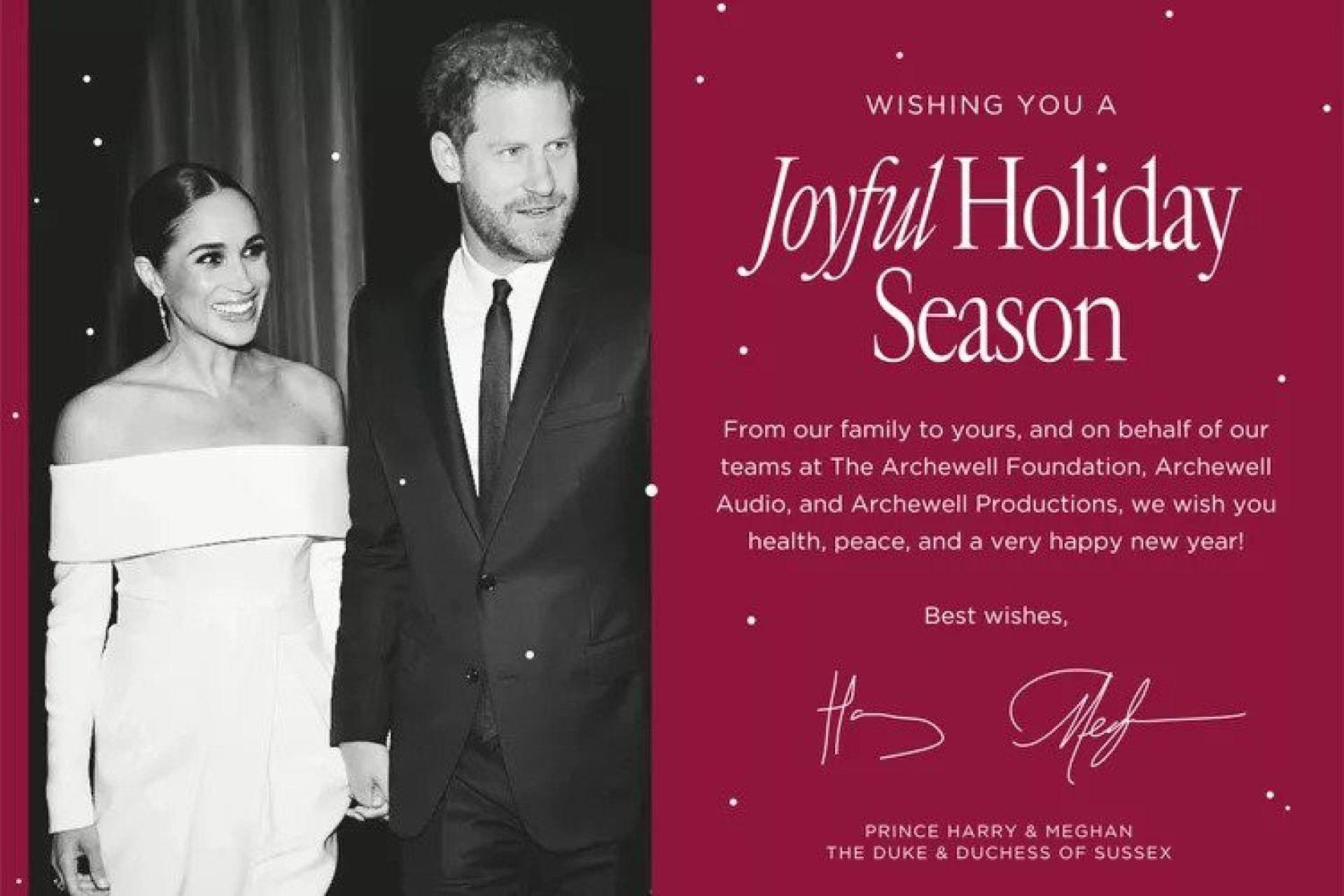 Revelado o postal de Natal do príncipe Harry e de Meghan Markle