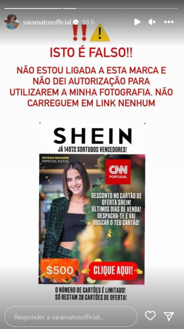 Sara Matos denuncia uso indevido da sua imagem. "Isto é falso"