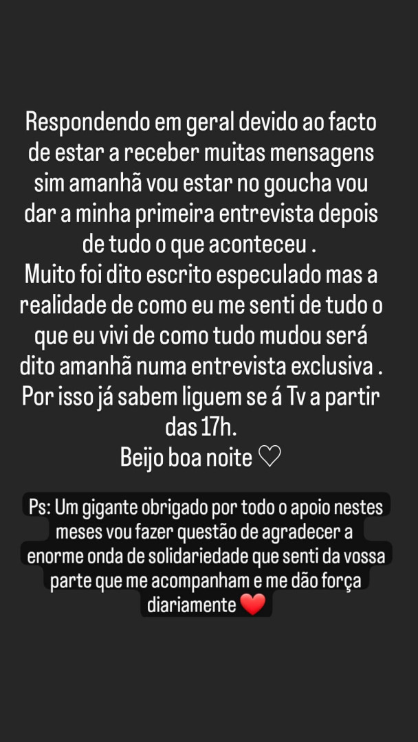 Sónia Jesus esclarece dúvidas sobre 1.ª entrevista após prisão do noivo