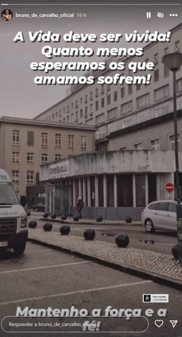 "A vida deve ser vivida", diz Bruno de Carvalho em imagem no hospital