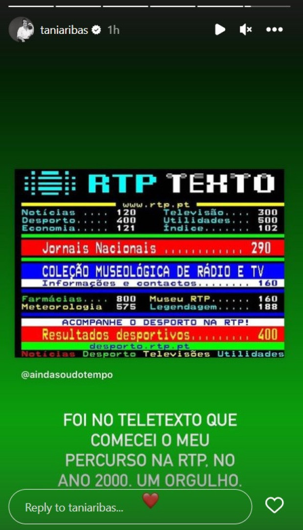Ainda se lembra Tânia Ribas de Oliveira começou carreira no... teletexto