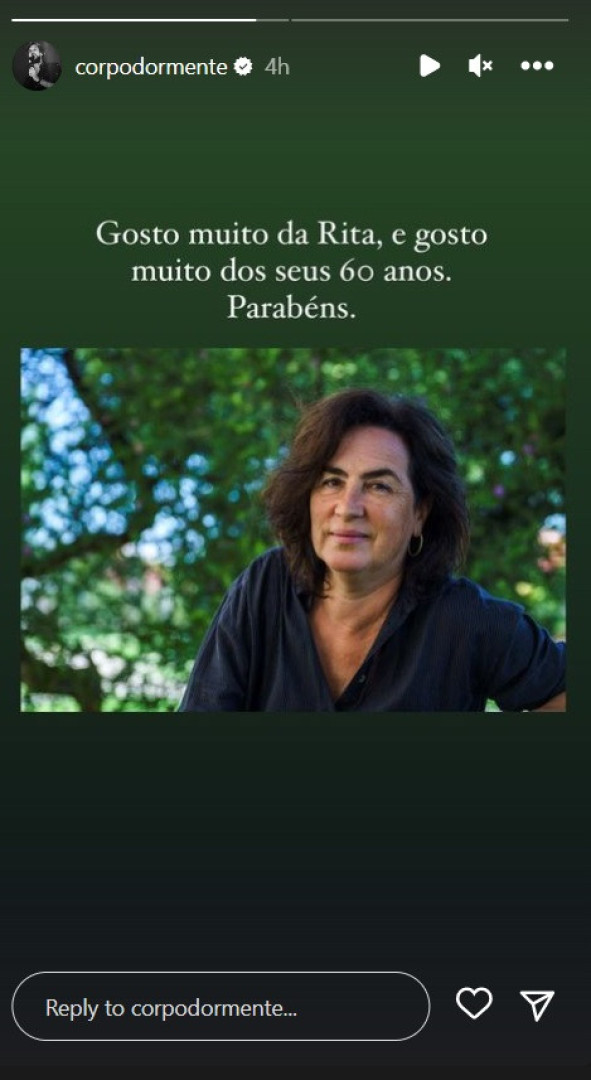 Bruno Nogueira deixa carinhosa mensagem a Rita Blanco