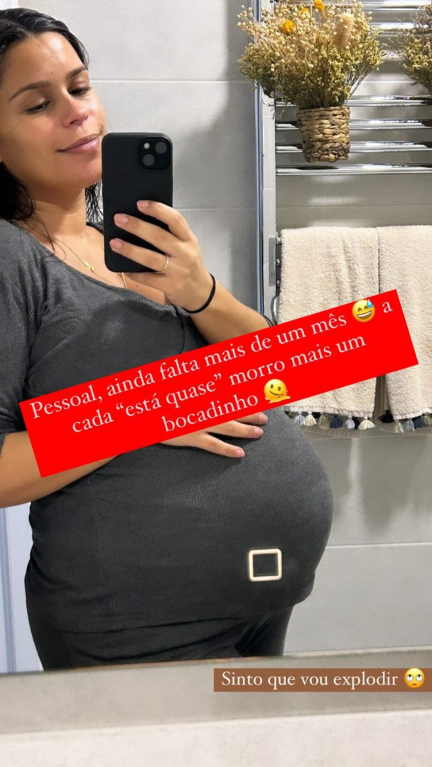 Diana Pinto exibe enorme barriguinha de grávida. "Sinto que vou explodir"