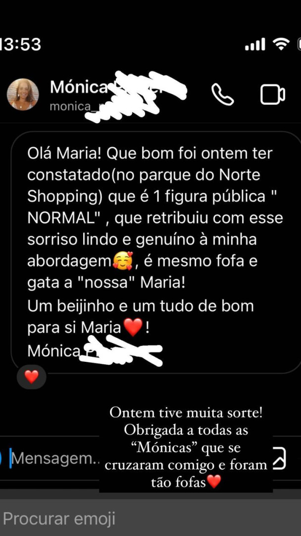 Fã elogia Maria Cerqueira Gomes após conhecê-la na rua