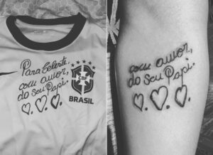 Filha mais nova de Pelé faz tatuagem em homenagem ao pai