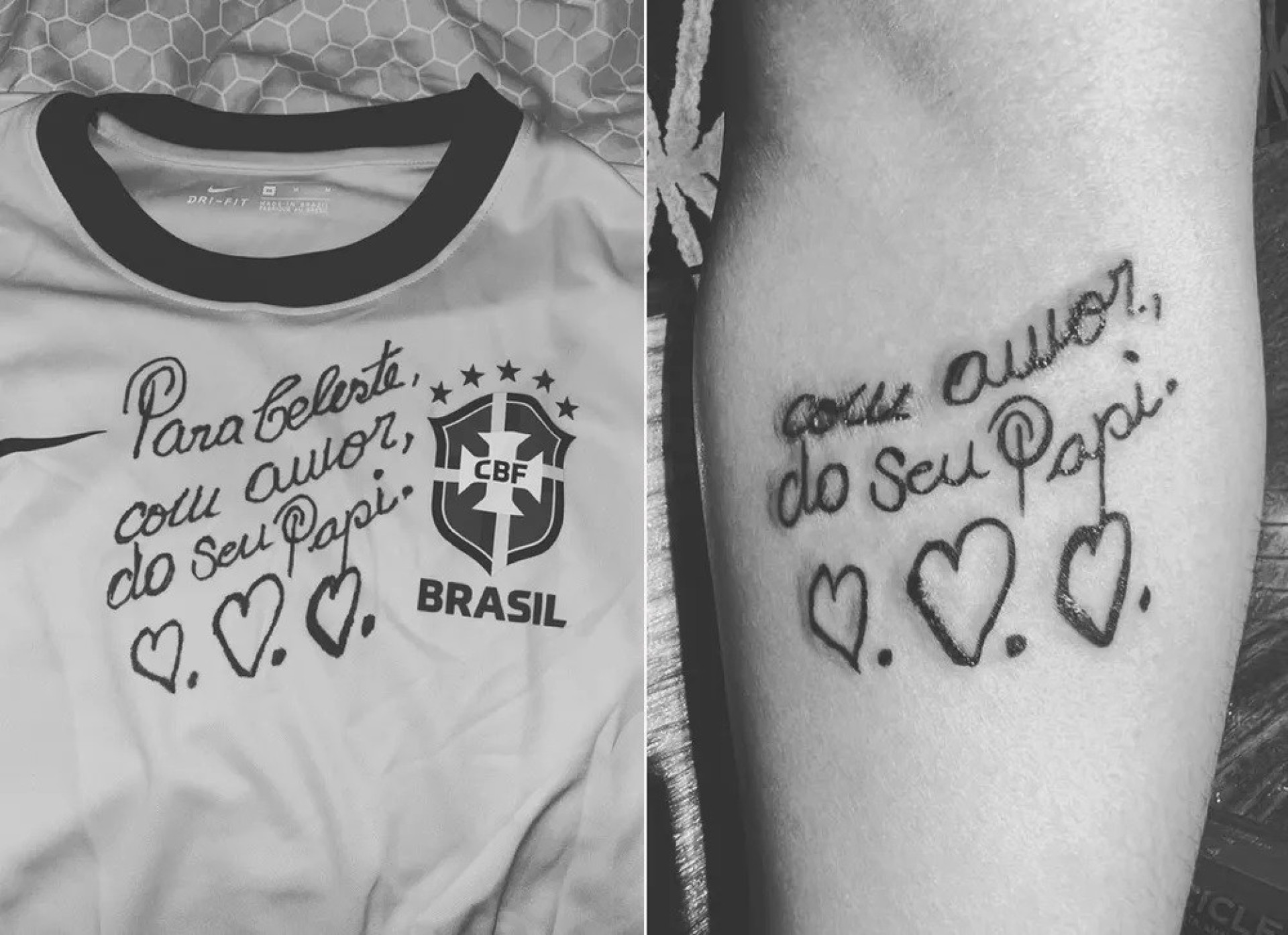 Filha mais nova de Pelé faz tatuagem em homenagem ao pai