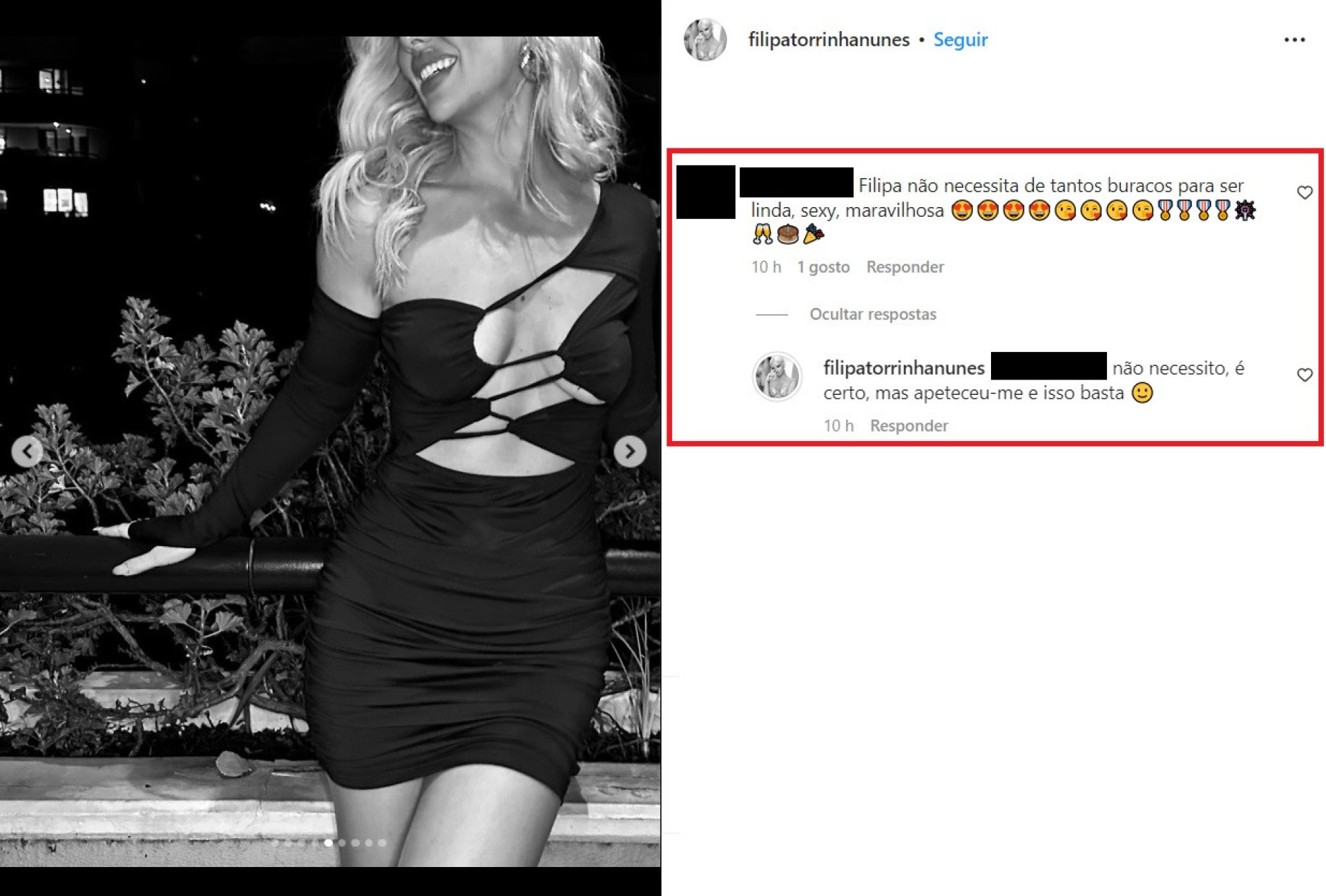 Filipa Torrinha Nunes responde a crítica por usar vestido arrojado