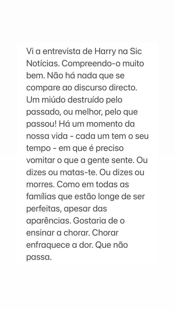 Harry? "Compreendo-o muito bem. Um miúdo destruído pelo passado"
