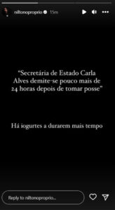 Nilton e a demissão de secretária de Estado: "Iogurtes duram mais tempo"