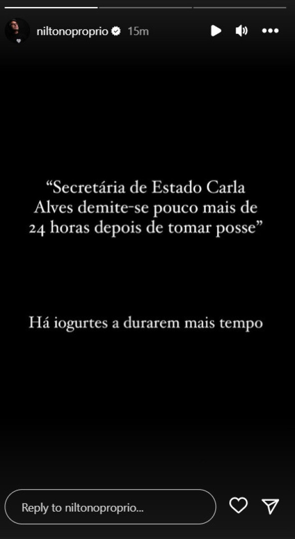 Nilton e a demissão de secretária de Estado: "Iogurtes duram mais tempo"