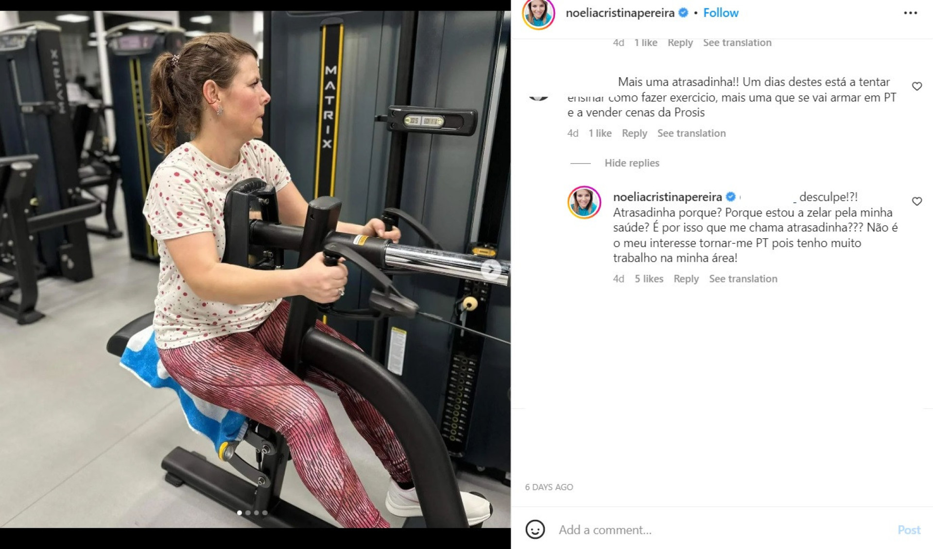 Noélia Pereira responde à letra a crítica: "Atrasadinha porquê?"