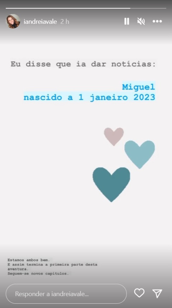 Terceiro filho de Andreia Vale nasceu prematuro (no primeiro dia do ano)