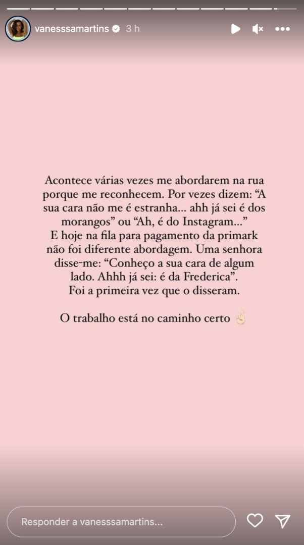 Vanessa Martins abordada por fã: "Foi a primeira vez que o disseram"