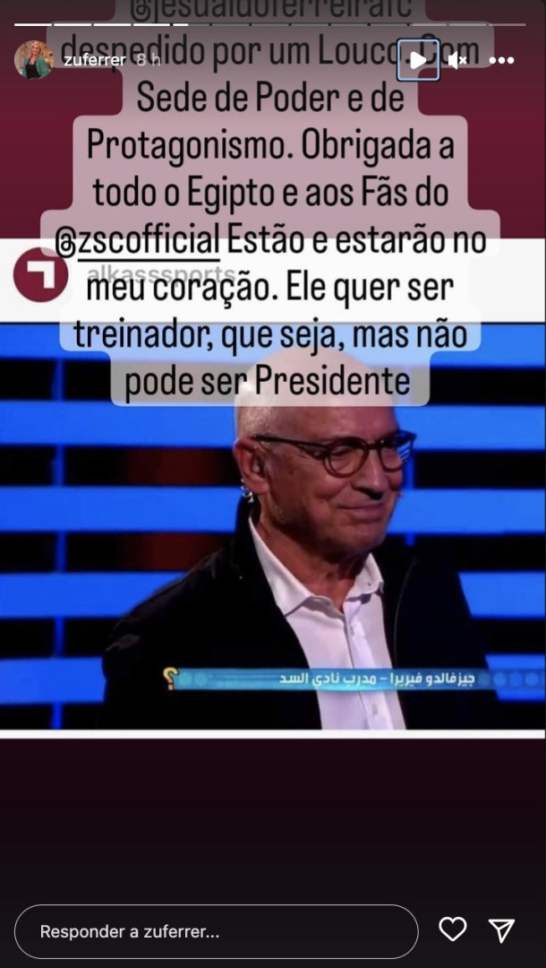 Zulmira Ferreira diz que Jesualdo foi despedido por "um louco"
