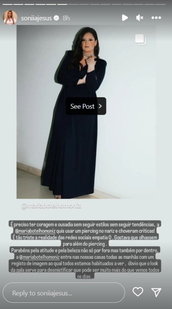 "A Maria Botelho Moniz quis usar um percing no nariz e choveram críticas"