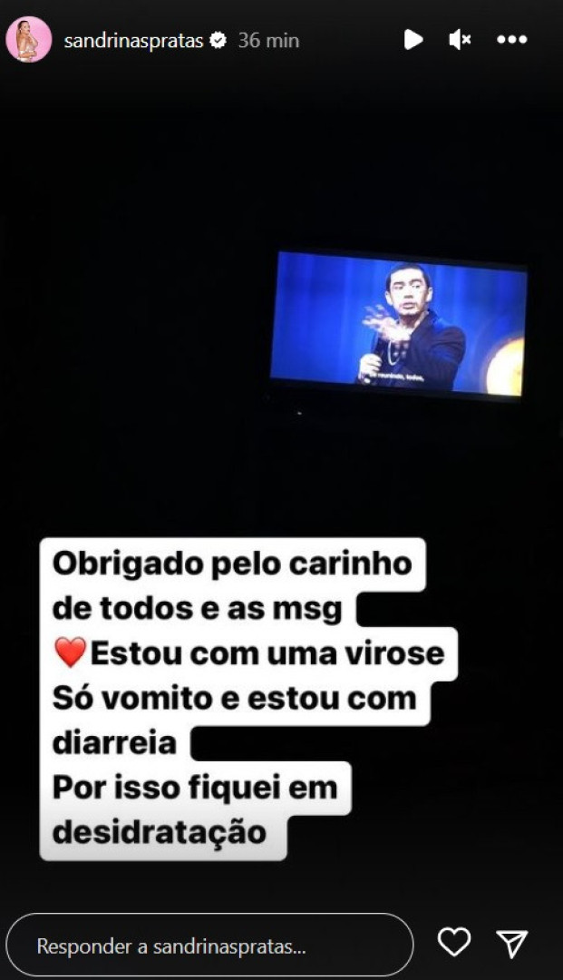 "Estou com uma virose", diz Sandrina Pratas após mostrar-se no hospital