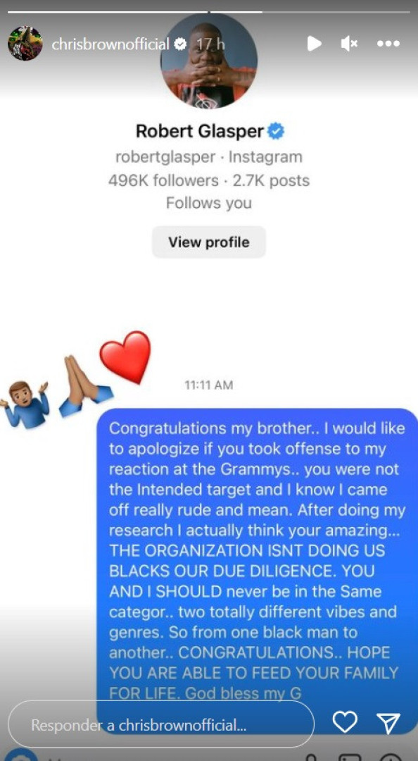 Grammy. Chris Brown pede desculpa a Robert Glasper