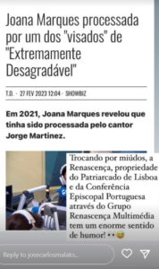 José Carlos Malato comenta processo em tribunal de Joana Marques