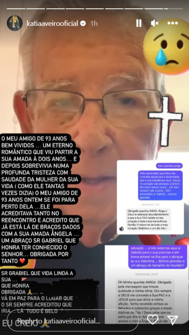 Katia Aveiro chora morte de amigo: "Obrigada por tanto"