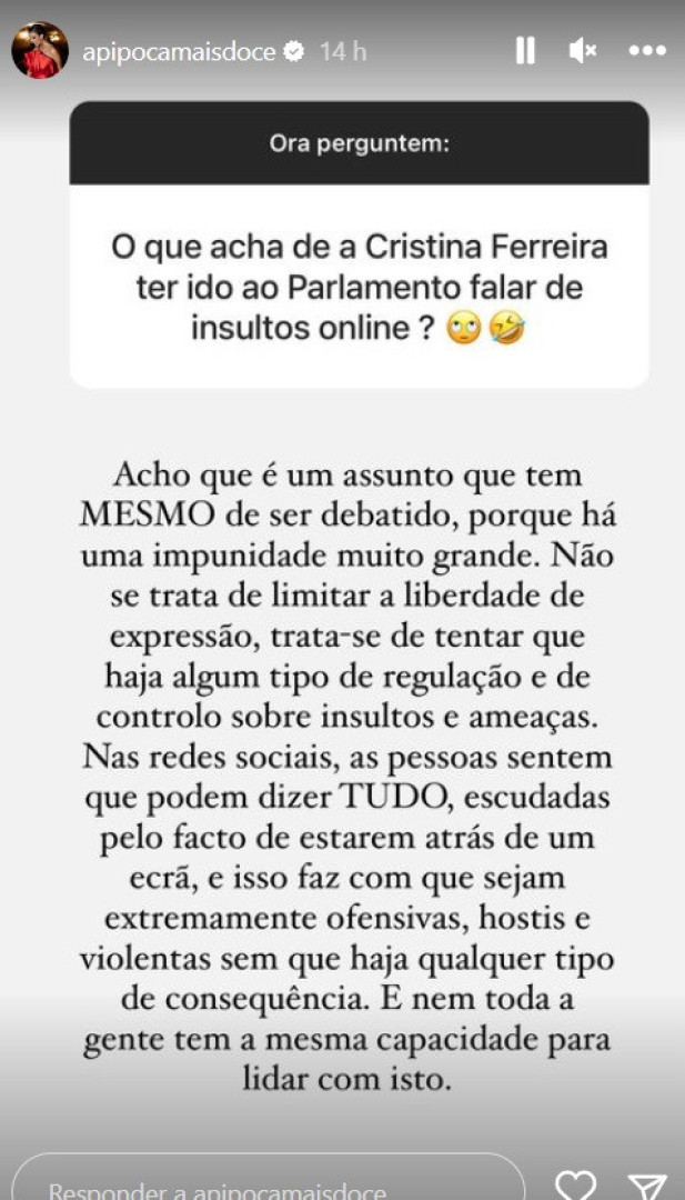 'Pipoca' reage a ida de Cristina ao Parlamento e fala do 'Big Brother'