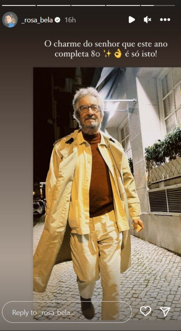 Rosa Bela sobre Carlos Areia: "O charme. Este ano completa 80 anos"
