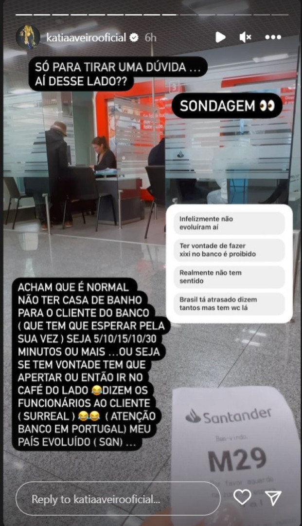 "Surreal". Katia Aveiro vai a banco (em Portugal) e repara em falha