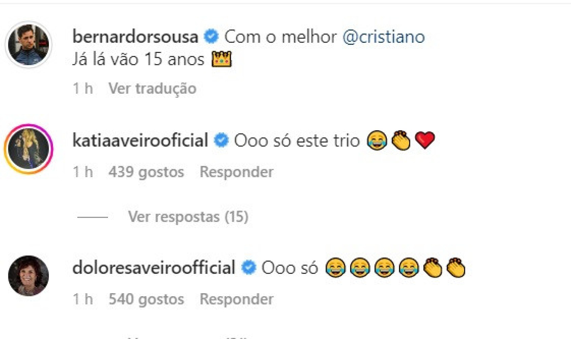 Bernardo Sousa e Bruna Gomes posam com CR7. Katia e Dolores Aveiro reagem