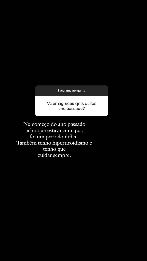 Bruna Gomes recorda "período difícil" em que pesava 42 quilos