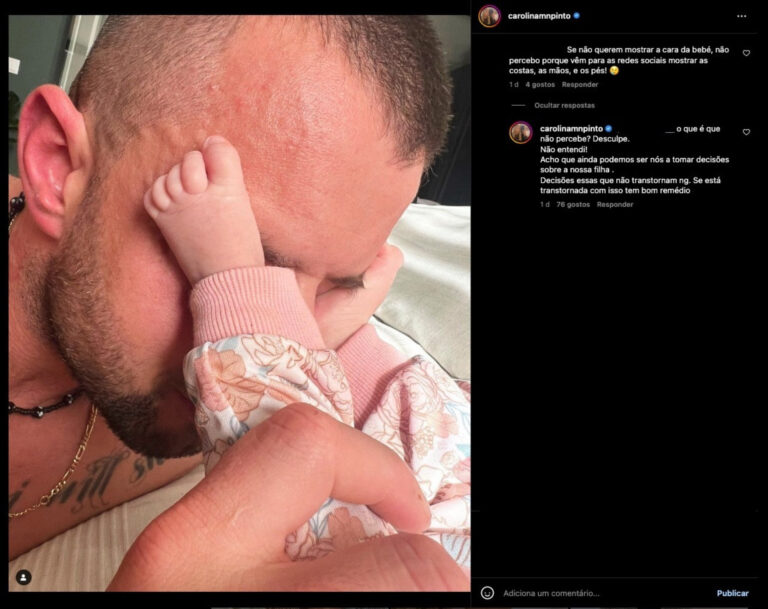 Carolina Pinto responde a crítica sobre filha: "Se está transtornada…"