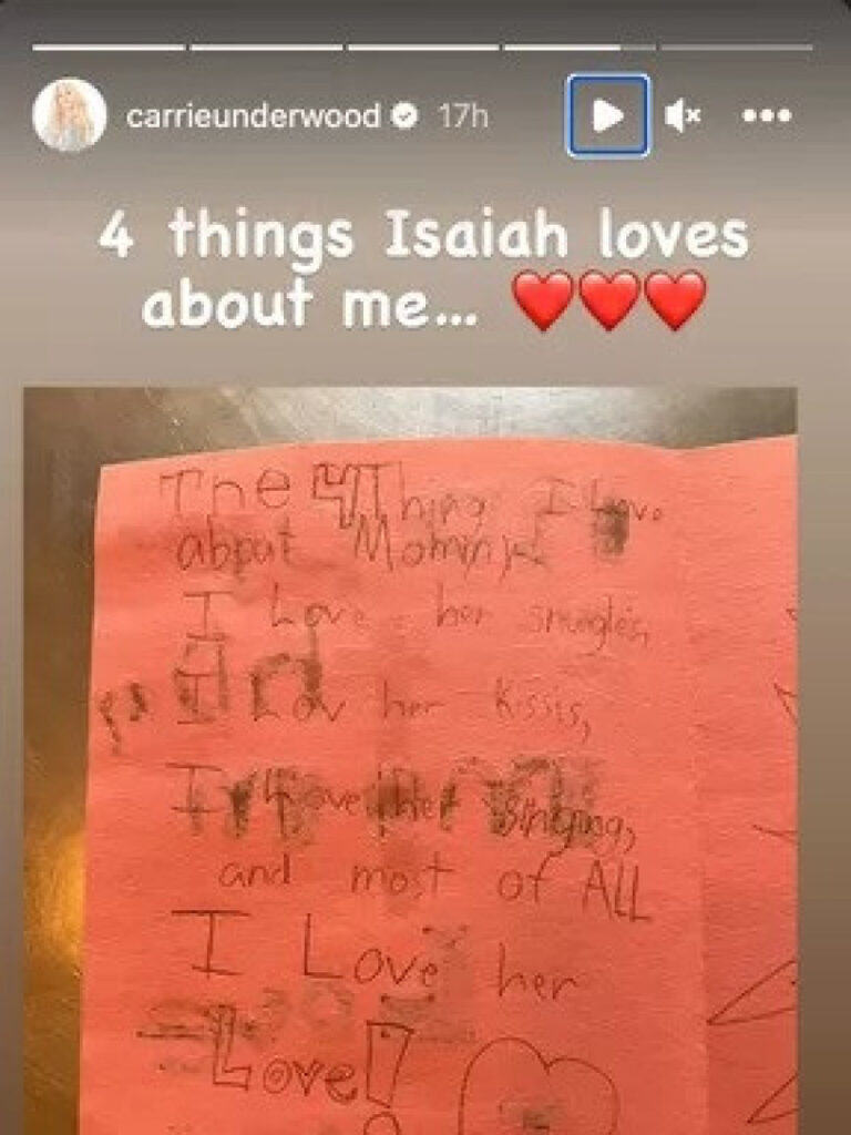 Carrie Underwood mostra carinhosa surpresa que os filhos lhe prepararam