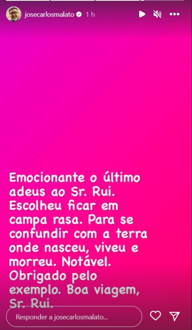 "Emocionante o último adeus ao Sr. Rui. Obrigado pelo exemplo"