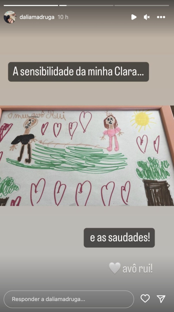 Filha de Dália Madruga faz desenho amoroso do avó Rui Nabeiro