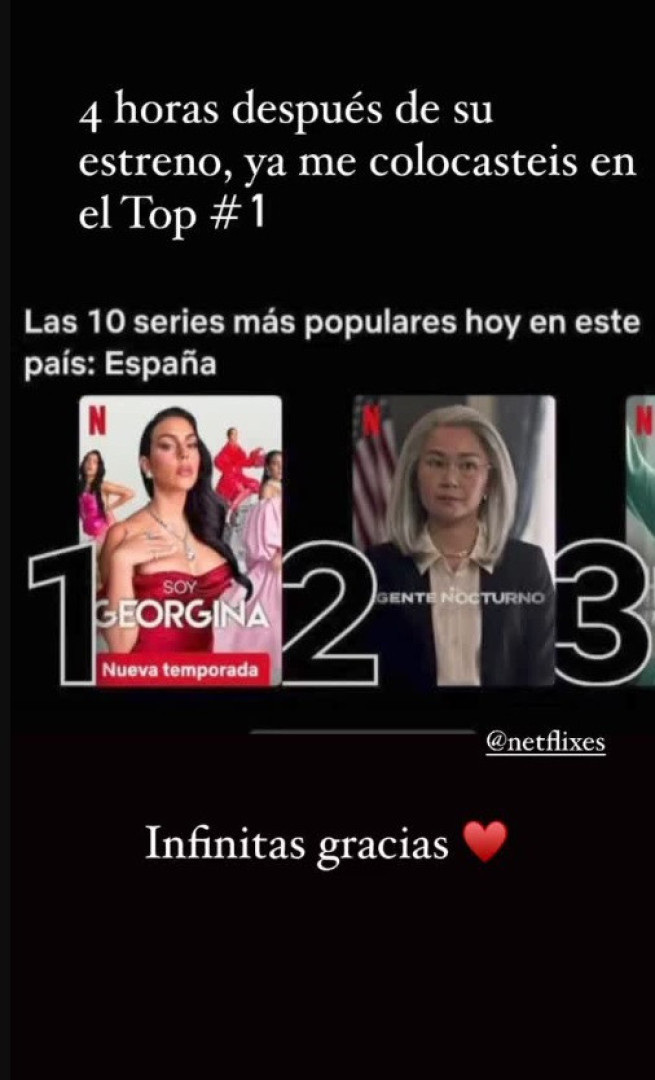Georgina radiante com feito alcançado por série "4 horas após a estreia"