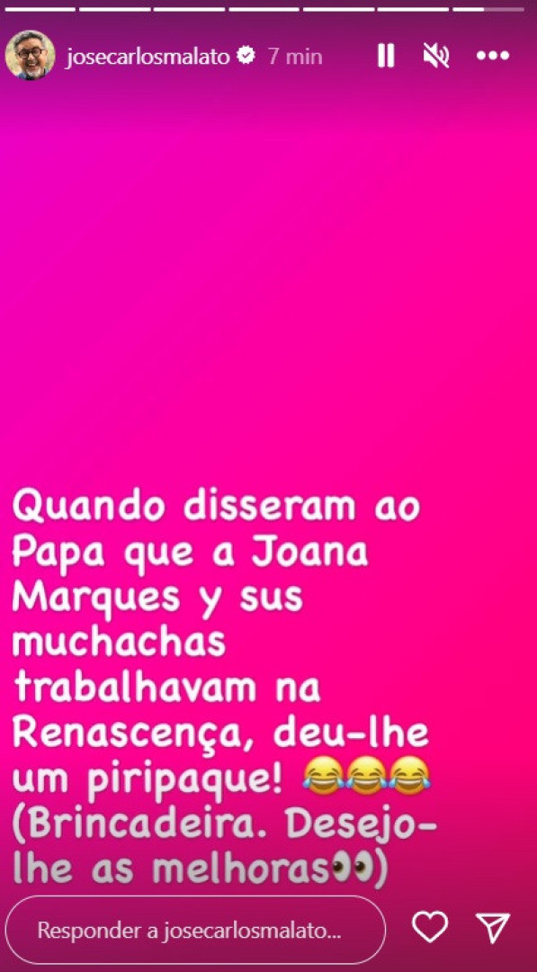 José Carlos Malato manifesta-se com humor sobre hospitalização do Papa