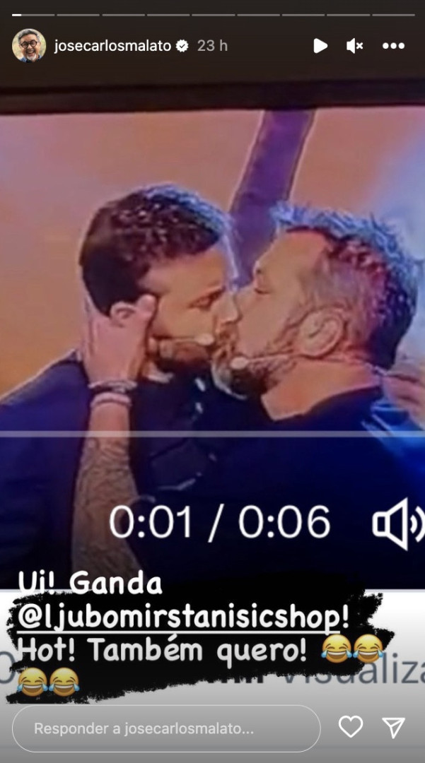 Malato comenta beijo de Ljubomir a Manzarra: "Também quero"