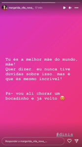 Margarida Vila-Nova conta momento com o filho e diz: "Vou ali chorar"