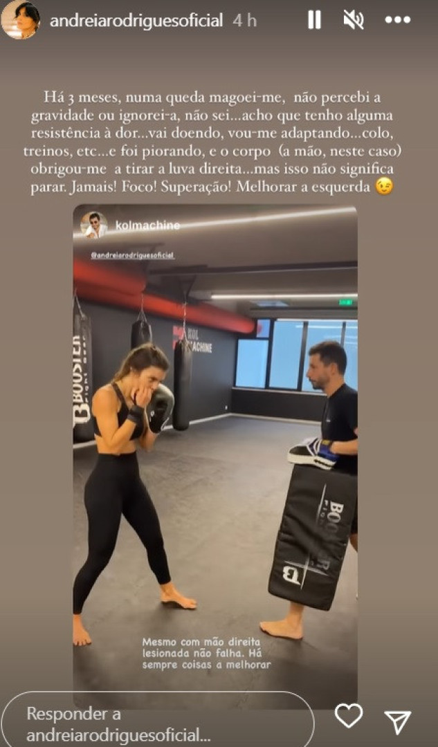 Mesmo lesionada, Andreia Rodrigues não falha treino