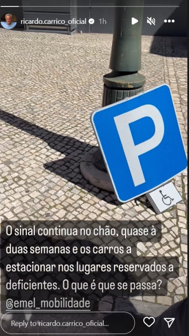 Ricardo Carriço deixa mensagem à EMEL: "O que é que se passa"