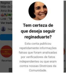 Seguir Regina Duarte no Instagram? Rede social alerta para 'fake news'