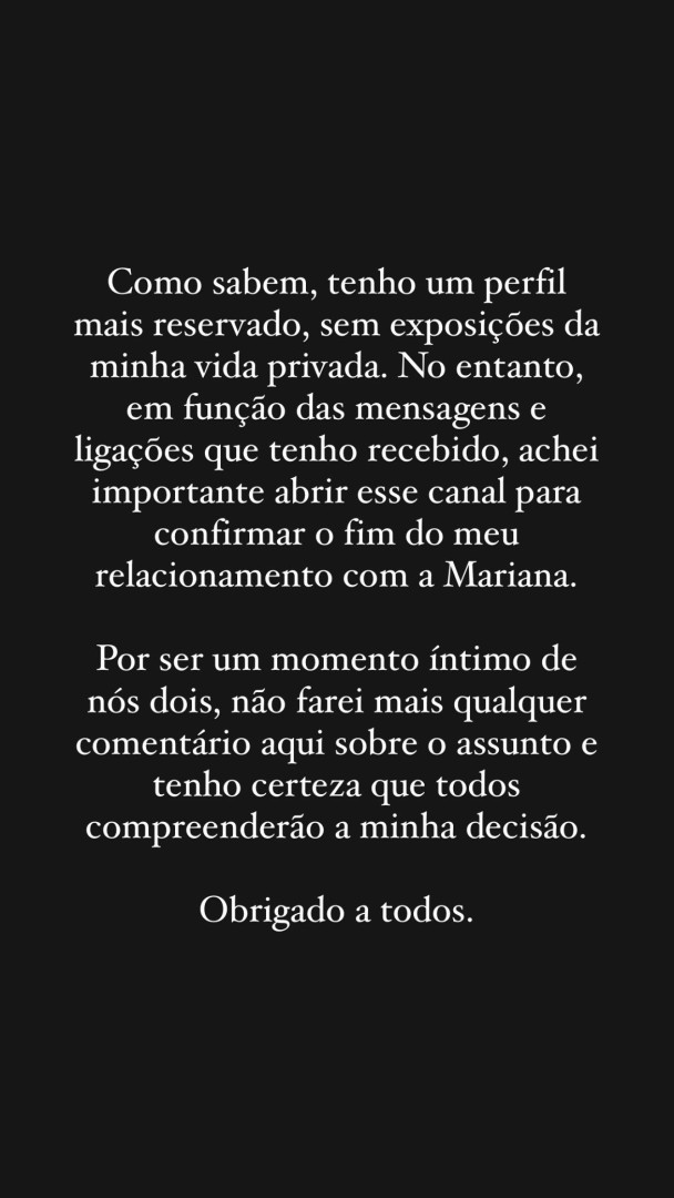 Cauã Reymond quebra silêncio sobre fim do casamento: "Um momento íntimo"