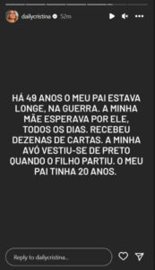 Cristina Ferreira: "Há 49 anos, o meu pai estava longe, na guerra"